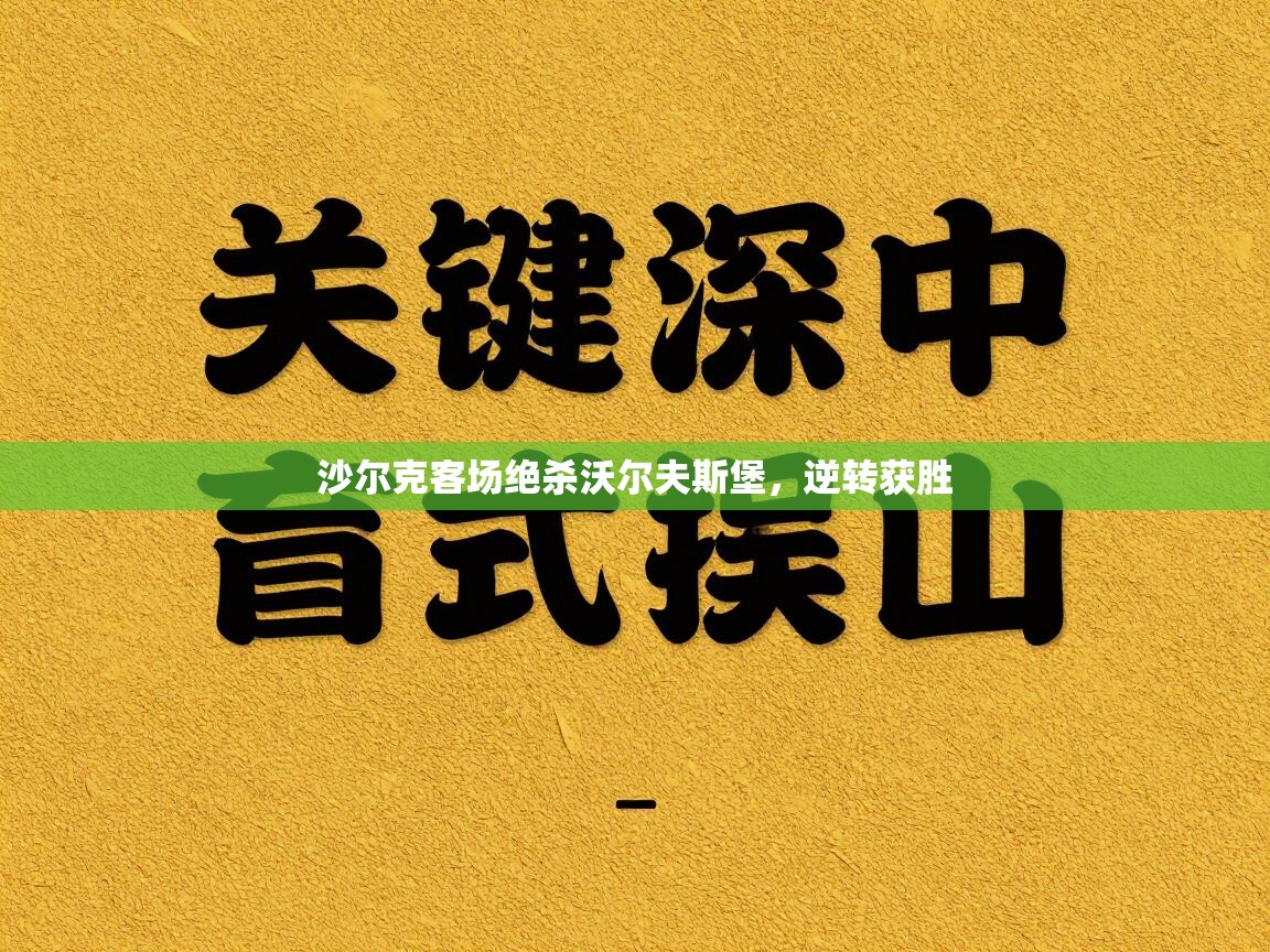 开云体育app官网入口-沙尔克客场绝杀沃尔夫斯堡，逆转获胜  第1张